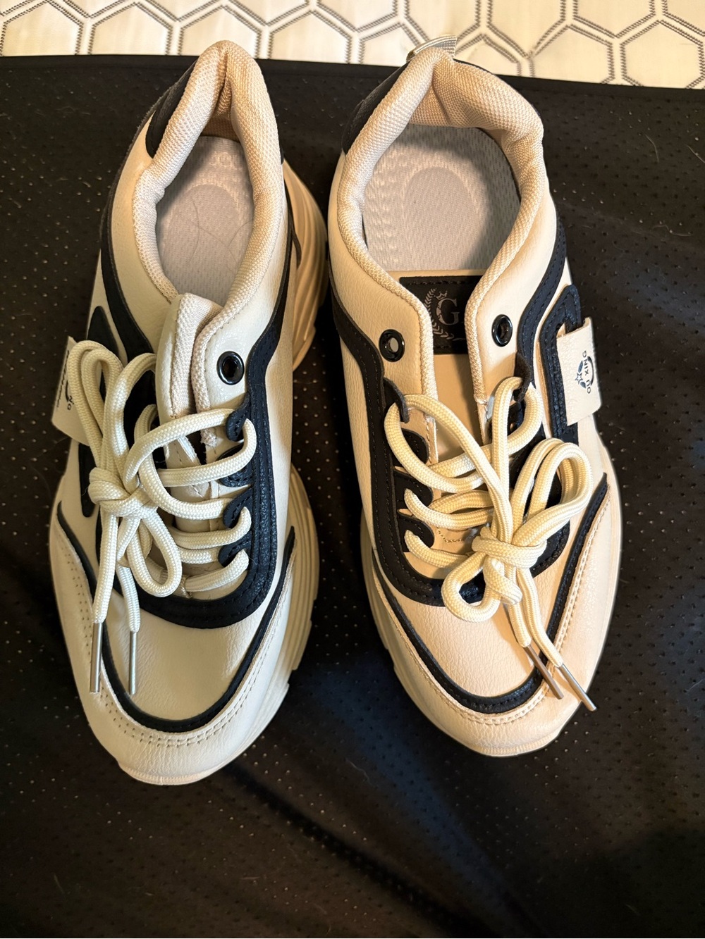 Cream and Black Athletic Sneakers
